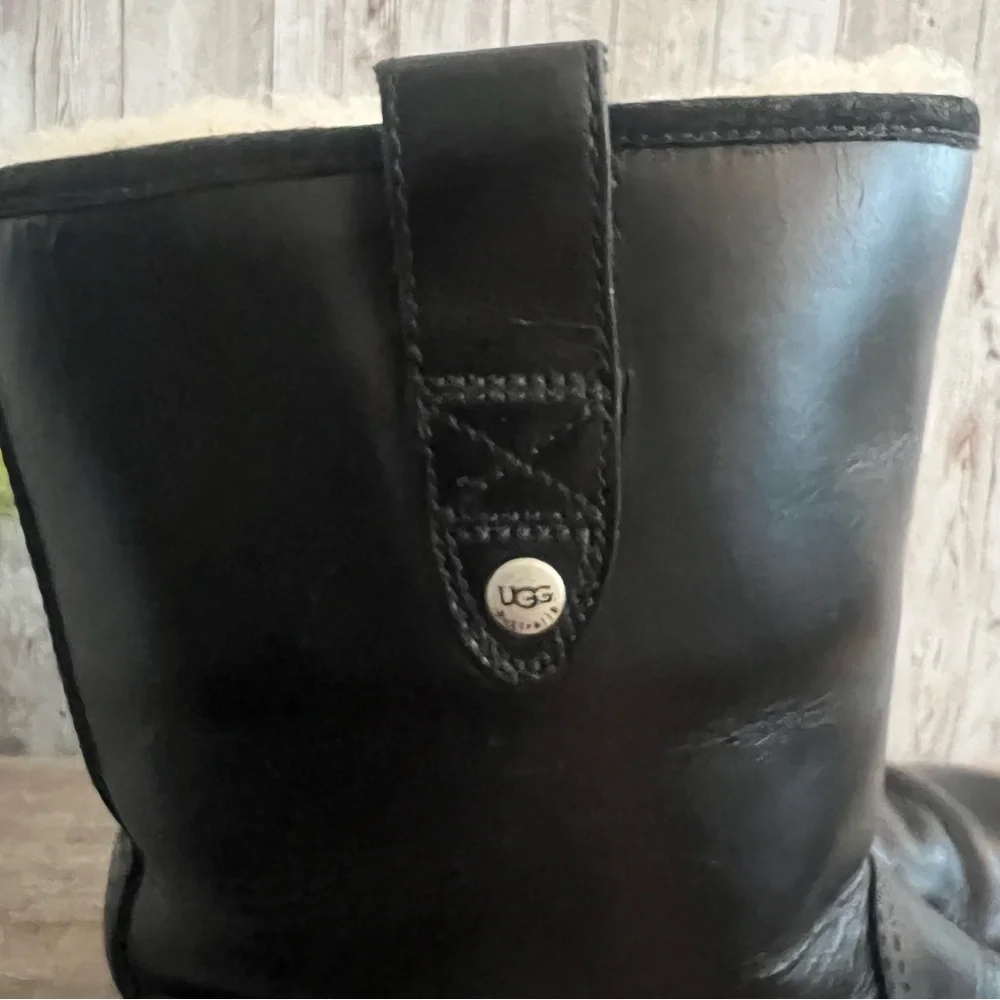 UGG Black Stoneman 3247 Leather Men's Rain & Snow Boots Sherpa Lined 9
